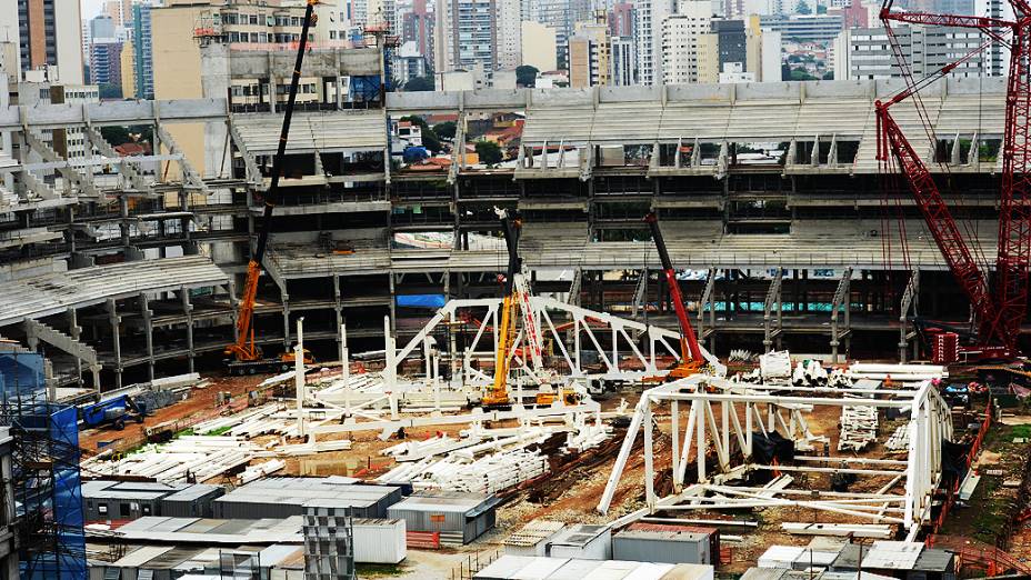 Obras da Arena Palestra Itália, o novo estádio do Palmeiras, em São Paulo