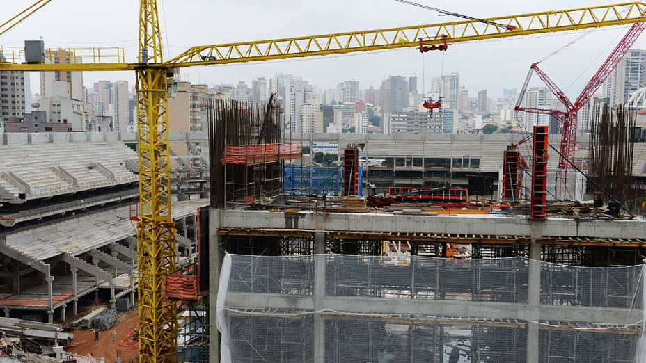 Obras da Arena Palestra Itália, o novo estádio do Palmeiras, em São Paulo