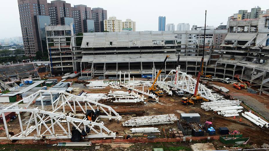 Obras da Arena Palestra Itália, o novo estádio do Palmeiras, em São Paulo
