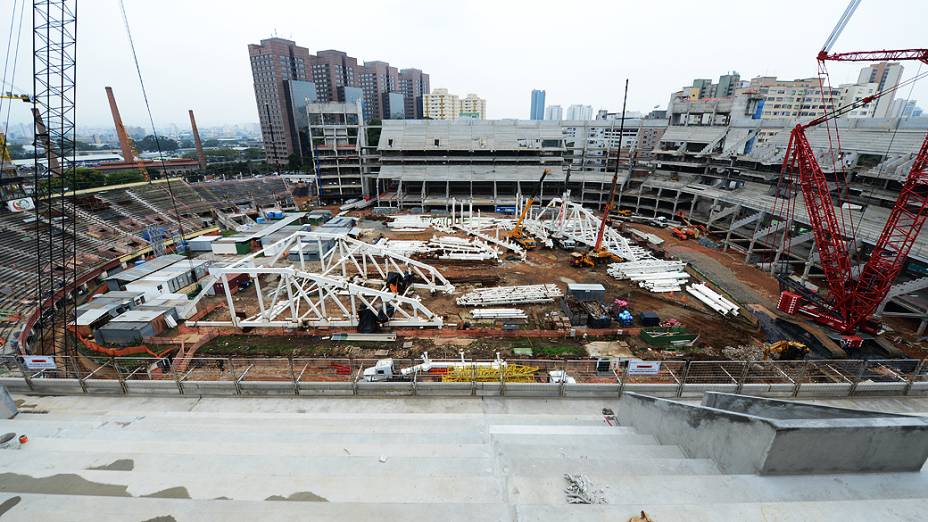 Obras da Arena Palestra Itália, o novo estádio do Palmeiras, em São Paulo