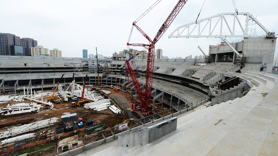 Obras da Arena Palestra Itália, o novo estádio do Palmeiras, em São Paulo