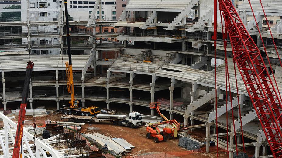 Obras da Arena Palestra Itália, o novo estádio do Palmeiras, em São Paulo