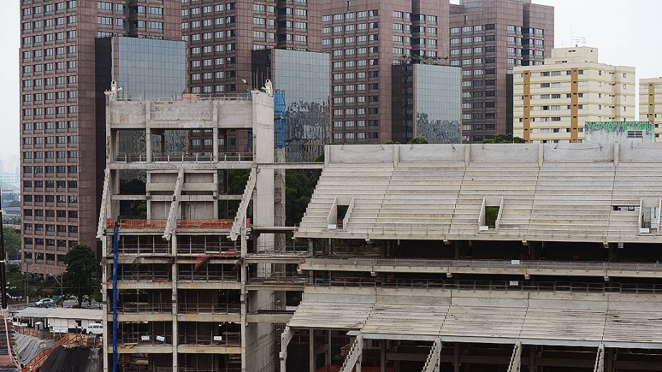 Obras da Arena Palestra Itália, o novo estádio do Palmeiras, em São Paulo