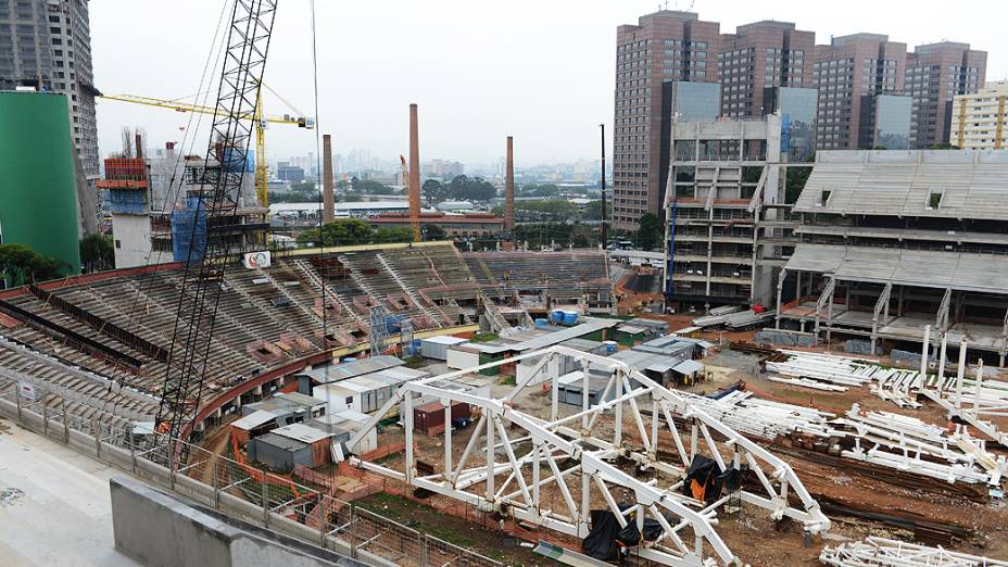 Obras da Arena Palestra Itália, o novo estádio do Palmeiras, em São Paulo