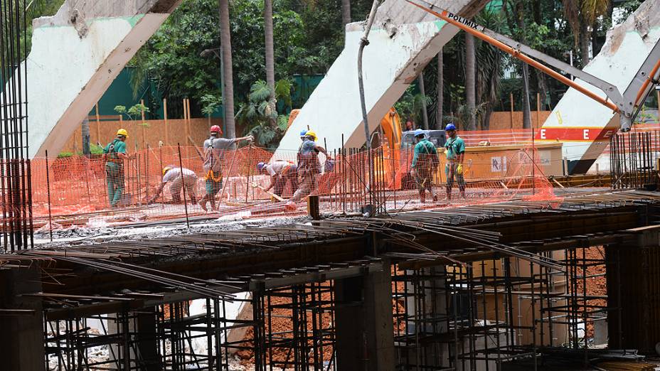 Obras da Arena Palestra Itália, o novo estádio do Palmeiras, em São Paulo