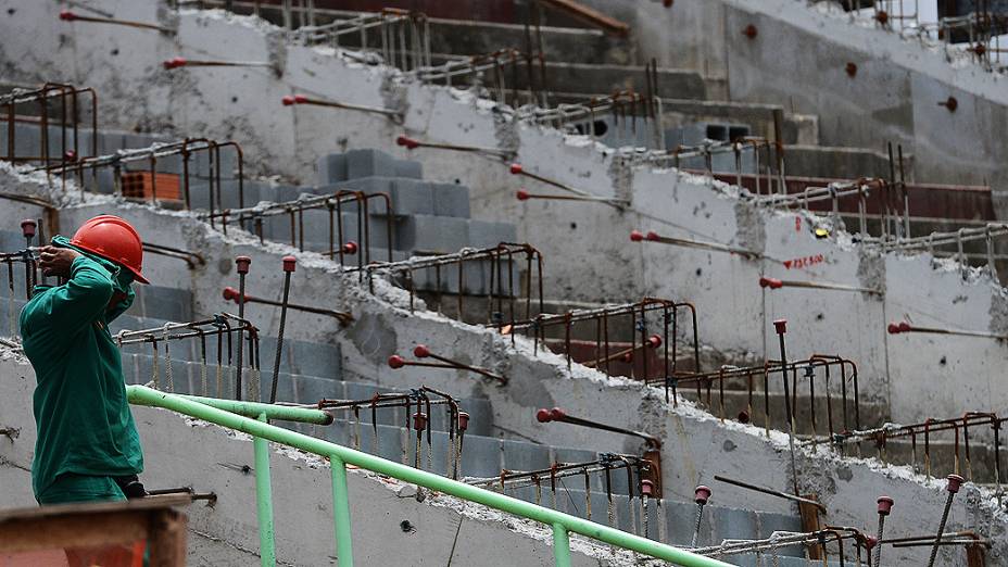 Obras da Arena Palestra Itália, o novo estádio do Palmeiras, em São Paulo