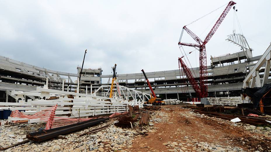 Obras da Arena Palestra Itália, o novo estádio do Palmeiras, em São Paulo