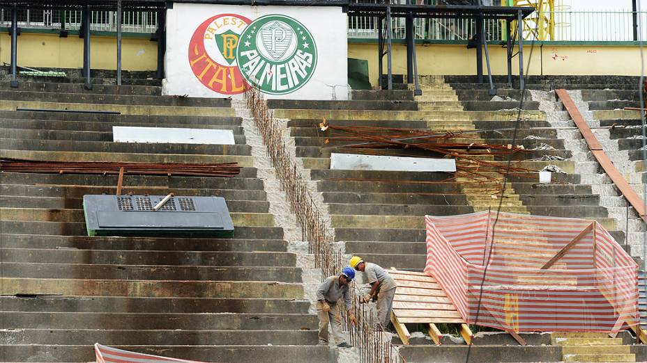 Obras da Arena Palestra Itália, o novo estádio do Palmeiras, em São Paulo