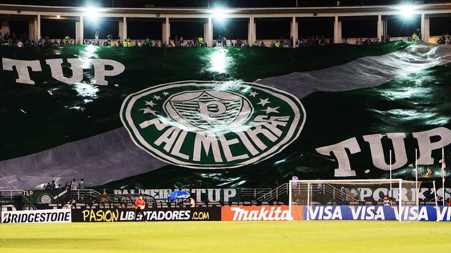 Torcida palmeirense na partida contra o Libertad, pela Libertadores, em abril de 2013