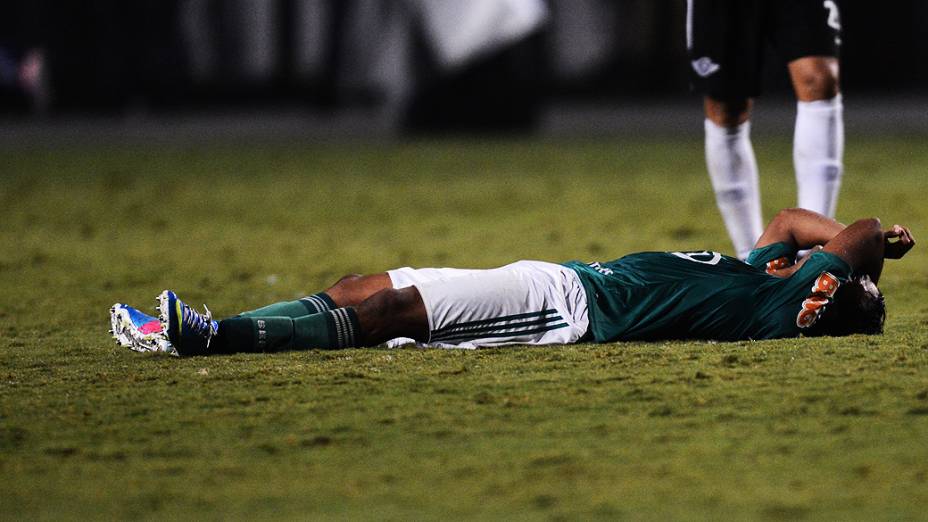 Lance durante partida do Palmeiras contra o Libertad do Paraguai válida pela fase de grupos da Copa Libertadores no estádio do Pacaembu