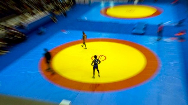 Competição de luta greco-romana, no nono dia dos Jogos Pan-Americanos em Guadalajara, México, em 23/10/2011