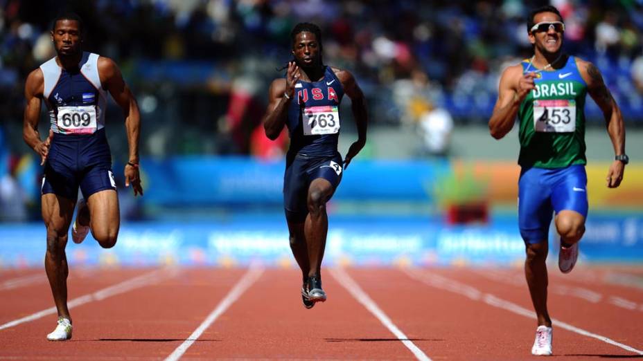 Prova masculina de corrida de 200 m, no décimo segundo dia dos Jogos Pan-Americanos em Guadalajara, México, em 26/10/2011