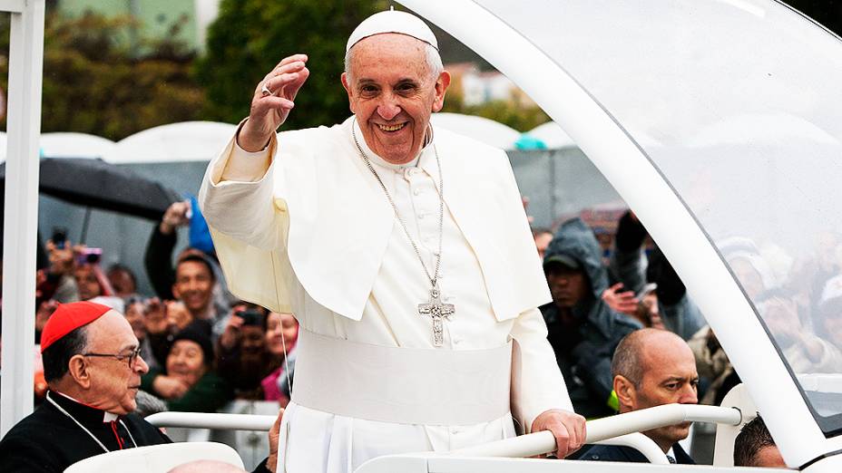 Papa Francisco após celebrar missa na Basílica de Nossa Senhora de Aparecida