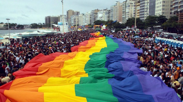 Parada Gay realizada na praia de Copacabana, no Rio de Janeiro. 14/11/2010