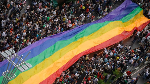 Parada do Orgulho LGBT de São Paulo, na Avenida Paulista