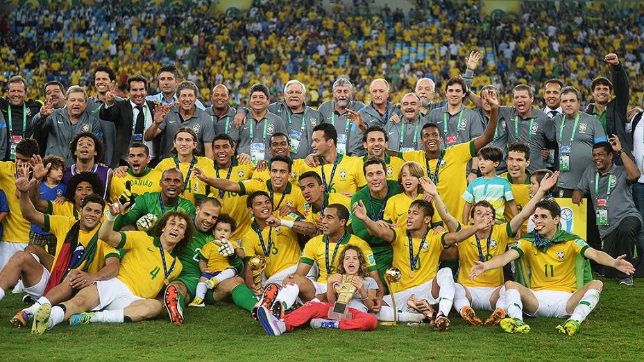 O grupo de jogadores da seleção brasileira de futebol