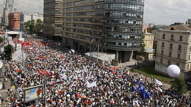 Passeata contra o governo lotou ruas do centro da capital russa