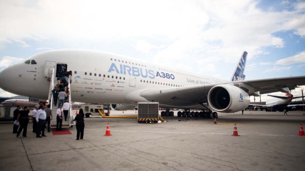 Airbus A380 no Aeroporto de Cumbica, em Guarulhos