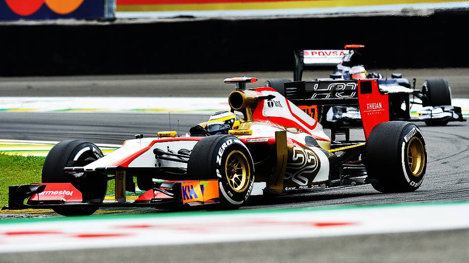 Pedro De La Rosa, durante treino classificatório para o GP do Brasil  