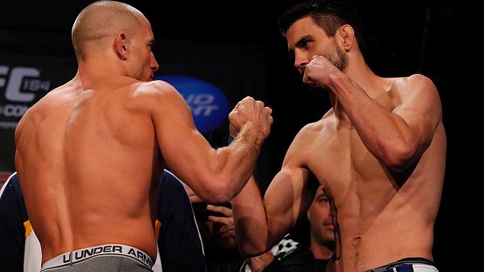 Pesagem do UFC 154, em Montreal, com Georges St-Pierre e Carlos Condit