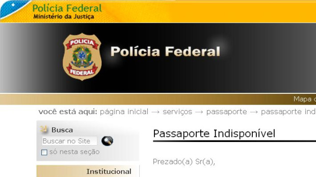 Site da PF: requerimento de passaportes está fora do ar