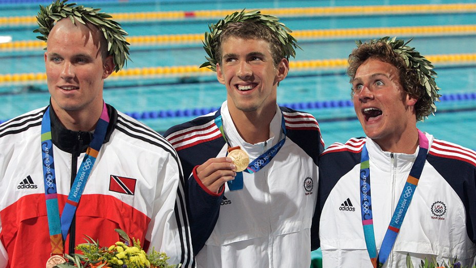 Michael Phelps ouro nos 200m medley em Atenas-2004