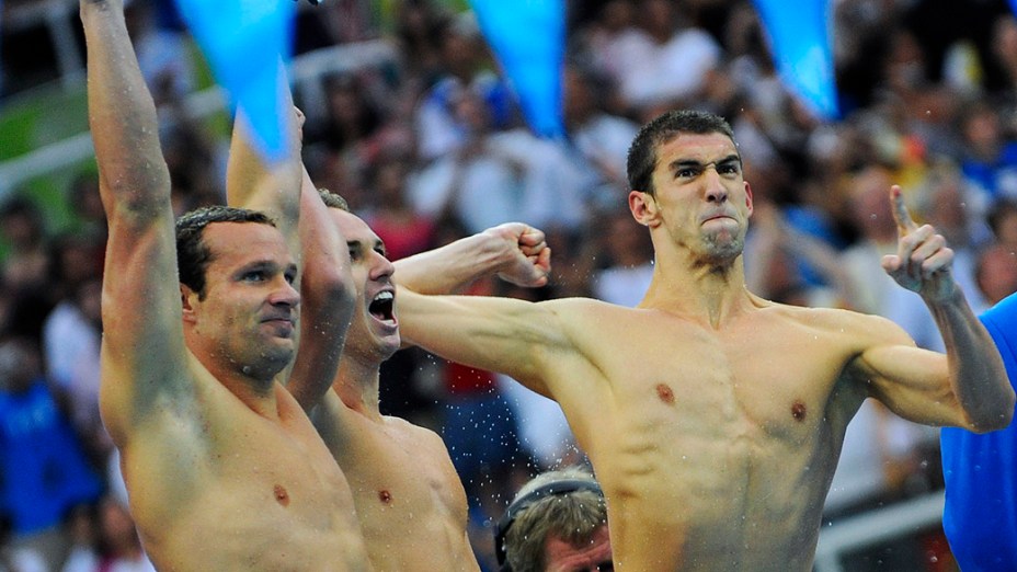 Michael Phelps foi ouro nos 4x100m livre de Pequim-2008
