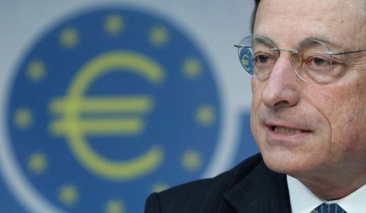 Mario Draghi, presidente do Banco Central Europeu, durante coletiva de imprensa, em Frankfurt
