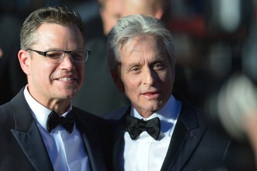 Os atores Michael Douglas e Matt Damon em 21 de maio de 2013 no Festival de Cannes