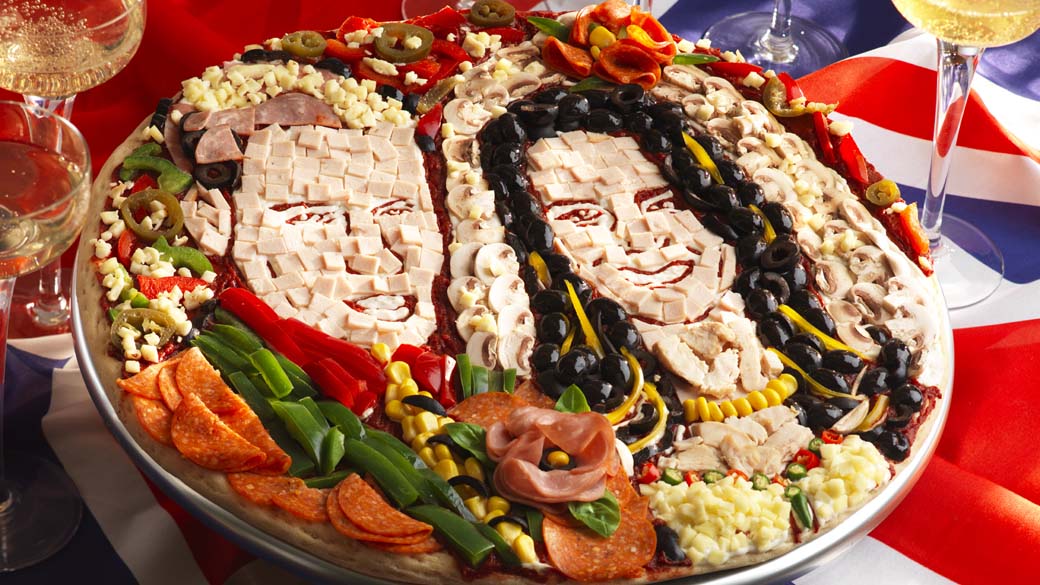 Pizza com a imagem do príncipe William e Kate Middleton, Londres