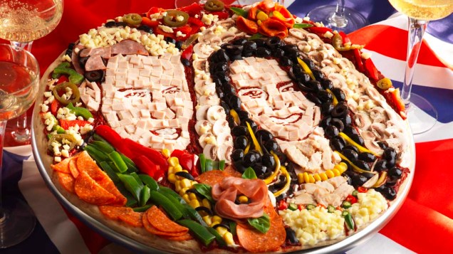 Pizza com a imagem do príncipe William e Kate Middleton, Londres