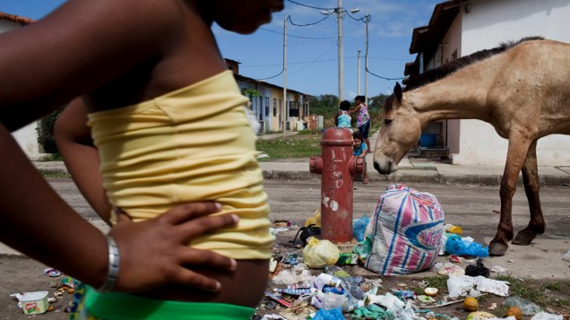 Cavalo anda entre os moradores e o lixo acumulado: território foi abandonado pelo poder público durante décadas