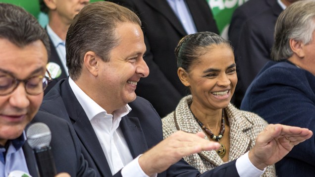 Eduardo Campos, candidato à Presidência da República pelo PSB, e Marina Silva, candidata a vice, participam da inauguração do Comitê Central de Campanha, na cidade de São Paulo
