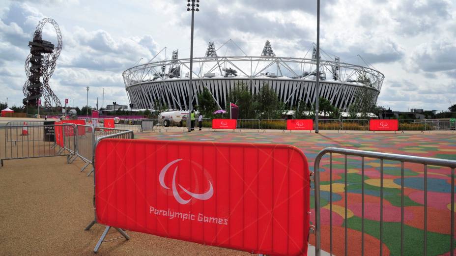 O Parque Olímpico de Londres é preparado para o início dos Jogos Paralímpicos, que serão abertos no dia 29 de agosto
