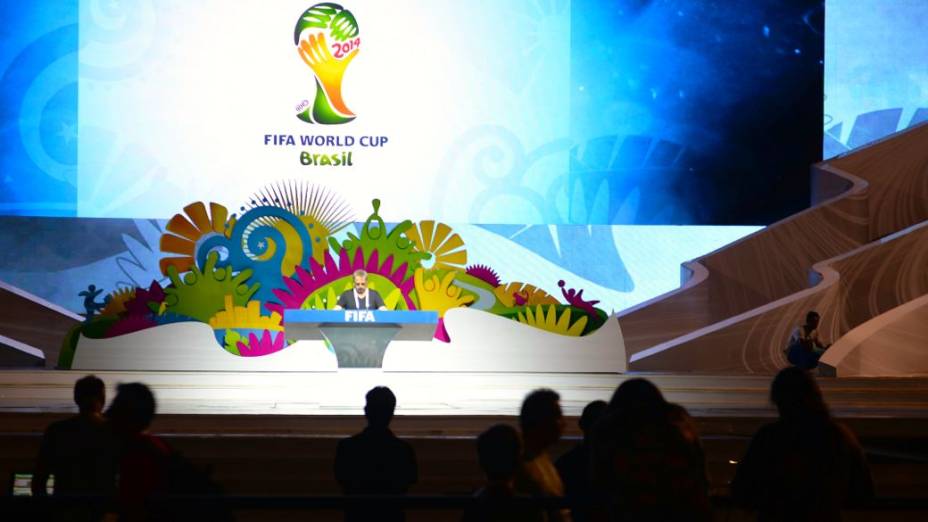 O palco do sorteio dos grupos da Copa de 2014, na Costa do Sauípe