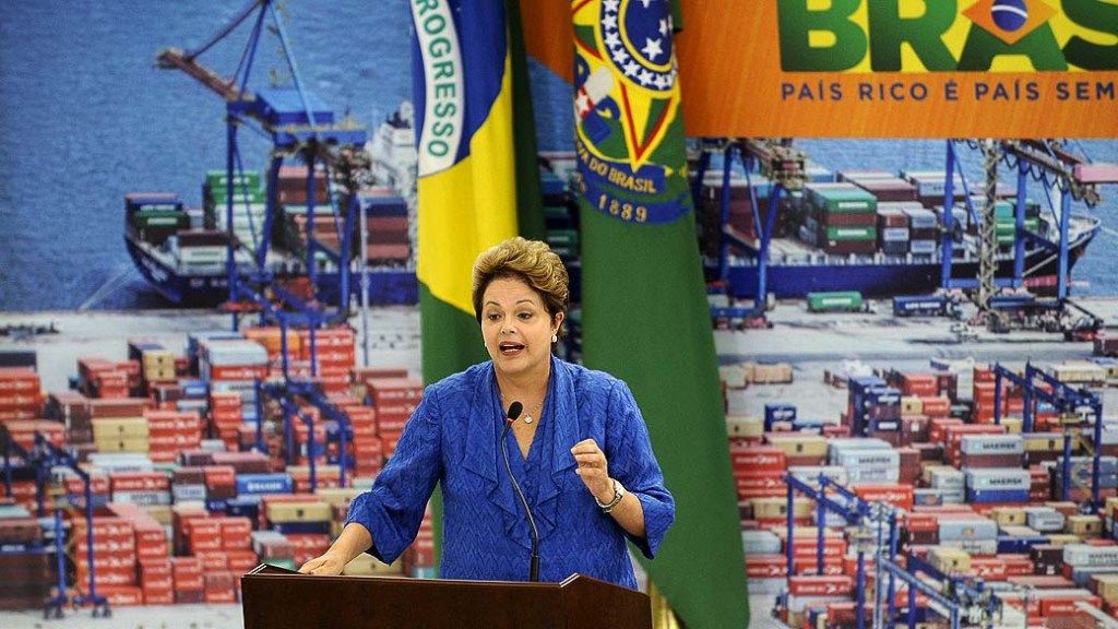 A presidente Dilma Rousseff durante cerimônia de anúncio do programa de investimentos em portos