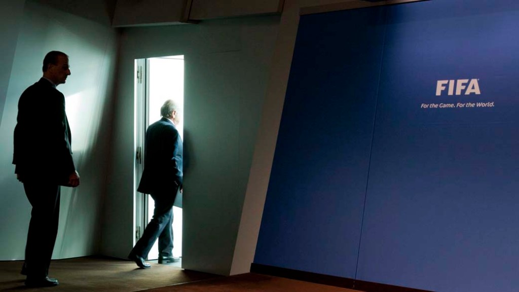 O presidente da FIFA, Joseph Blatter, após coletiva de imprensa na sede da organização em Zurique, Suíça