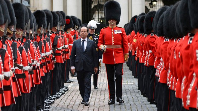 O presidente francês, François Hollande durante visita à Inglaterra