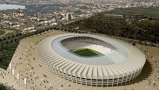 Projeto do Estádio do Mineirão para a Copa no Brasil: palco de partidas da fase de grupos e de uma semifinal da Copa das Confederações