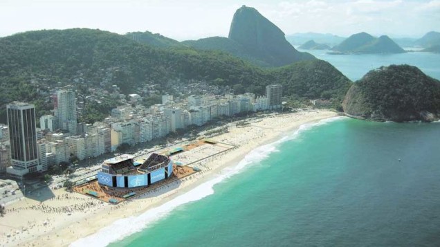 O projeto do Rio-2016: arena temporária do vôlei de praia, em Copacabana