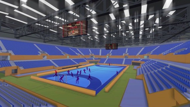 Projeto da arena de handebol, uma instalação temporária, para a Olimpíada do Rio-2016