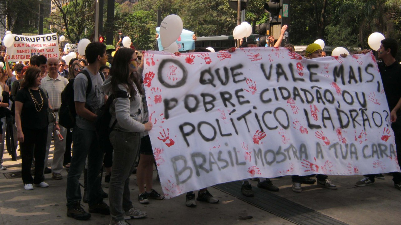 Protesto contra a corrupção em São Paulo, na manhã desta quarta-feira