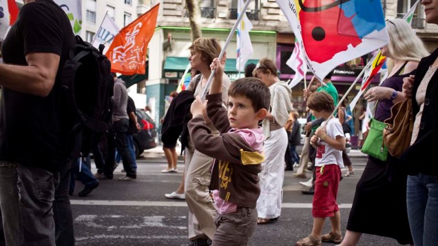 Manifestação durante greve nacional de professores, que reivindicam melhores condições para a educação, em Lyon, na França