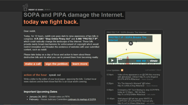  <br><br>  <br>    Site de compartilhamento Reddit defende que os projetos Sopa e Pipa fazem mal à internet