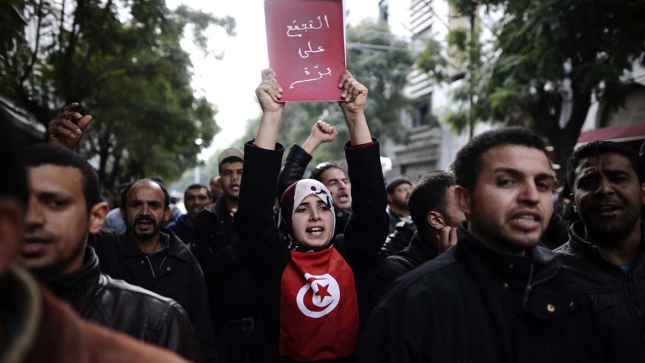 Em Tunis, protesto contra o governo da Tunísia – 18/01/2011