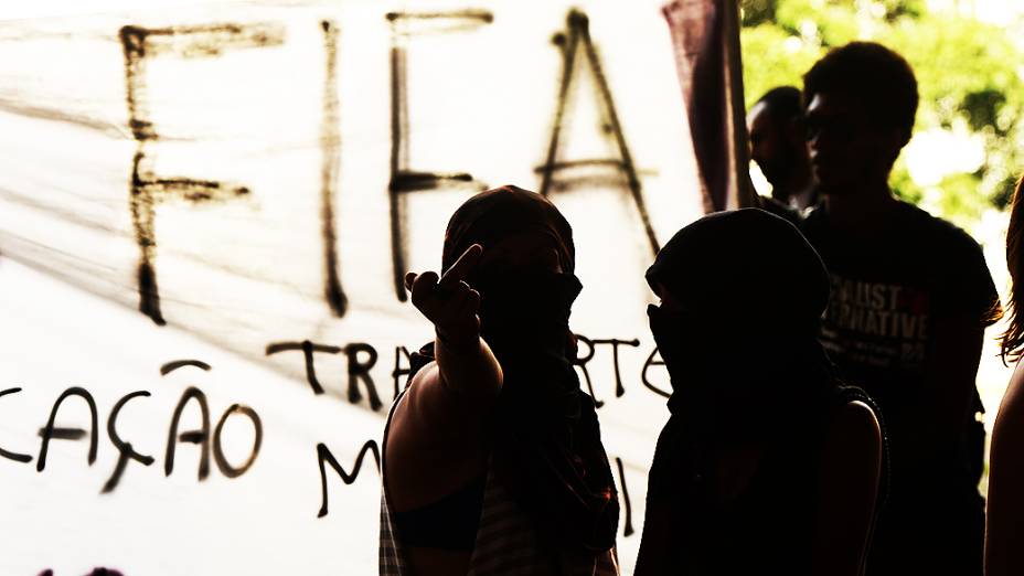 Protesto contra a Copa na Avenida Paulista, em São Paulo