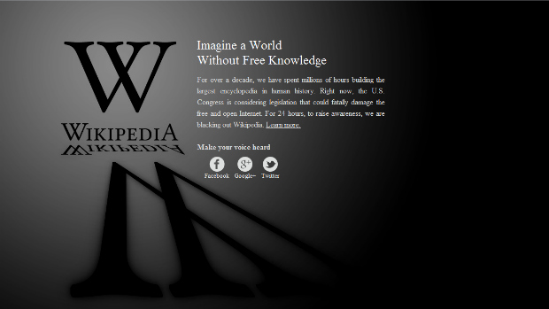 Wikipédia em inglês fica suspensa por 24 horas em protesto contra Sopa e Pipa