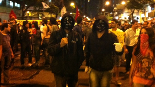 Manifestantes no centro do Rio