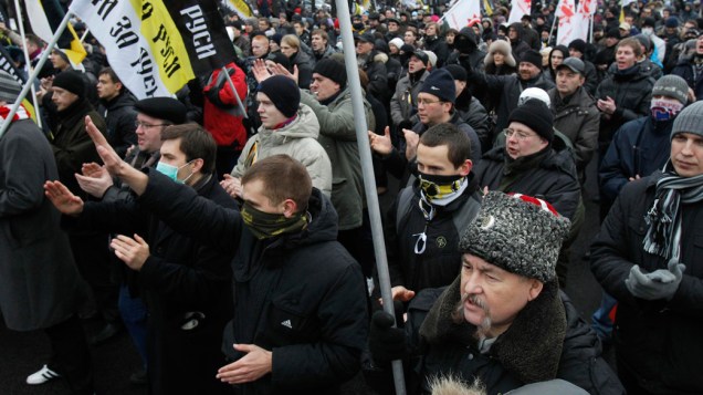 Manifestantes protestam contra o resultado das eleições parlamentares, em Moscou – 11/12/2011