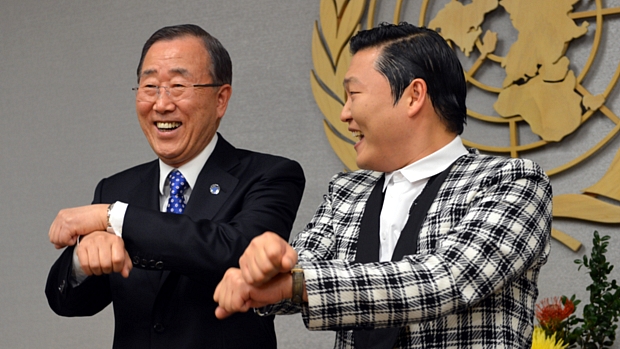 Ban Ki-moon aprende com Psy a dançar o 'Gangnam Style'
